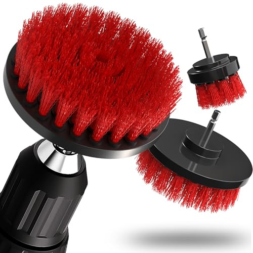 Nuke Guys Bürstenaufsatz Set für Akkuschrauber & Bohrmaschine | 3 Harte Reinigungsbürsten zur Reinigung von Haushalt Auto Teppich Polster| Aufsatz Bürsten in 3 Größen