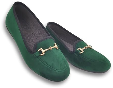 Le Parigine Eleganti Ballerine Donna da Casa, Friulane in Velluto Invernali, Ciabatte Basse e Chiuse, Produzione Artigianale (Verde, Sistema Taglie Calzature EU, Adulto, Donna, Numero, Media, 39)
