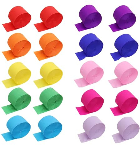 Carta crespa colorata, 20 rotoli da 4,5 cm x 25 m, nastro crespo colorato, adatto per matrimoni, feste di compleanno, decorazioni per feste