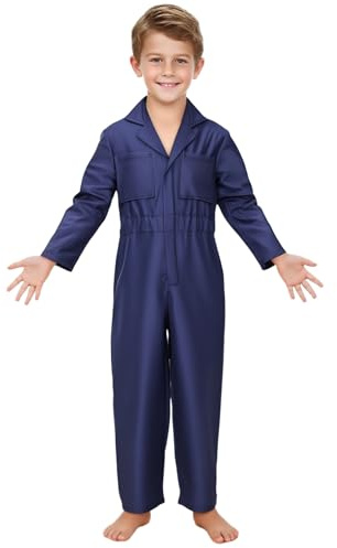 TTAO Tuta da lavoro per bambini, Blaumann, per cosplay, traspirante, primavera, autunno, junior, per il tempo libero, taglia 4-9 anni