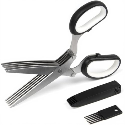 Forbici Tritatutto Compatte Per Verdure A 5 Lame Cesoie Da Cucina In Acciaio Con Protezione Per Casa E Ufficio E Copertura Lavabile In Lavastoviglie Cesoie Da Cucina
