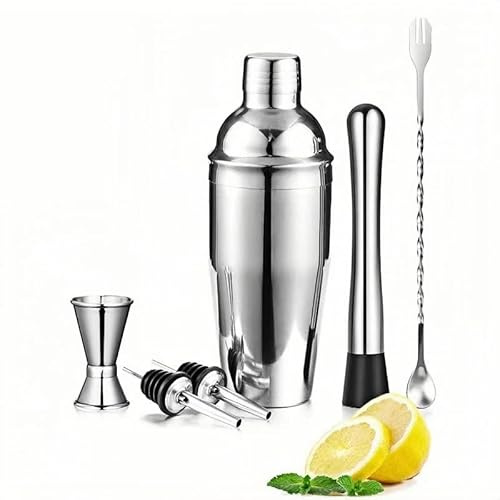 Bohrma Set di shaker da cocktail da 750 ml, shaker Martini con colino integrato, set professionale da barista con misurino, liquore, cobbler, shaker in acciaio inox per cocktail