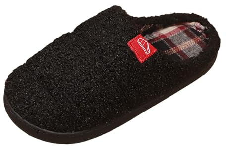 Generisch Uomini E Donne Con Lo Stesso Tacco J E On Ciabatte Donna 2025 Pantofole Donna Calde Morbide Pantofole In Pelle Di Agnello, Nero , 41 EU