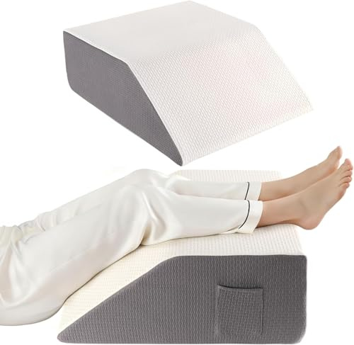 Exsnugy 8 Leg Elevation Pillow for Swelling and Blood Circulation, Leg Support Pillow for After Surgery, Knee Hip Ankles Back Pain Relief, Grey Removable Cover