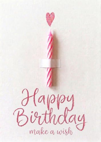the lazy panda card company Biglietto di compleanno con vera candela per donne, ragazze, mamma, fidanzata, sorella, figlia, collega, Happy Birthday, con busta in carta kraft e motivo Make a Wish