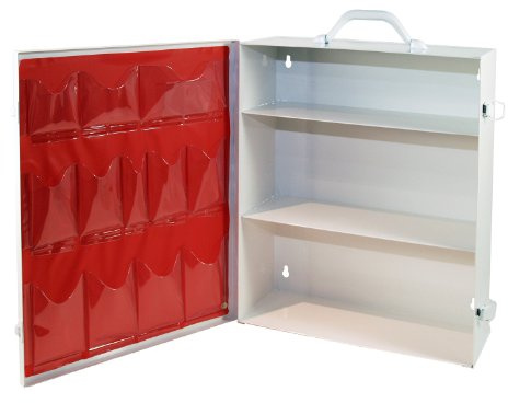 Medique Products First Aid Cabinet with Pockets, Medical Storage with 3 Shelves - 712MTM, White, Full Size