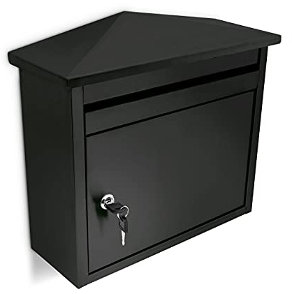 Relaxdays 10018514 Boîte aux lettres murale en fer noir 41 x 37 x 16 résistant aux intempéries