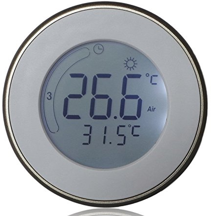 SM-PC® Raumthermostat mit Dreh-/Drück-Bedienung Aufputz + Unterputz Montage Wochenprogramm ALU Gold #a58
