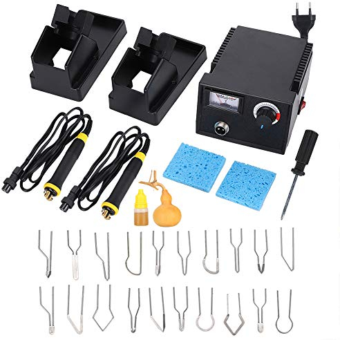 Holzverbrennungsset, verstellbare Pyrographie Maschine mit 20x Pyrographie Drahtspitzen, Stifthalter, Reinigungsschwamm(EU Plug)