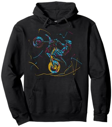 Wheelie Motocross Supermoto Supermotard Enduro Abstract Felpa con Cappuccio