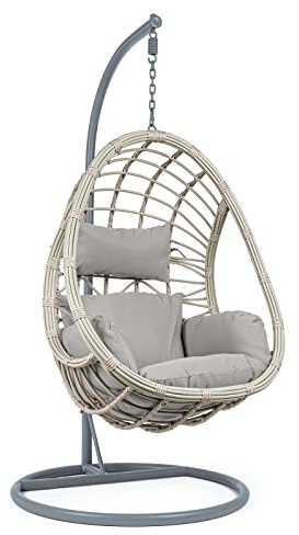 Decorspace Poltrona a dondolo sospesa Caracas per giardino e veranda in rattan con cuscino