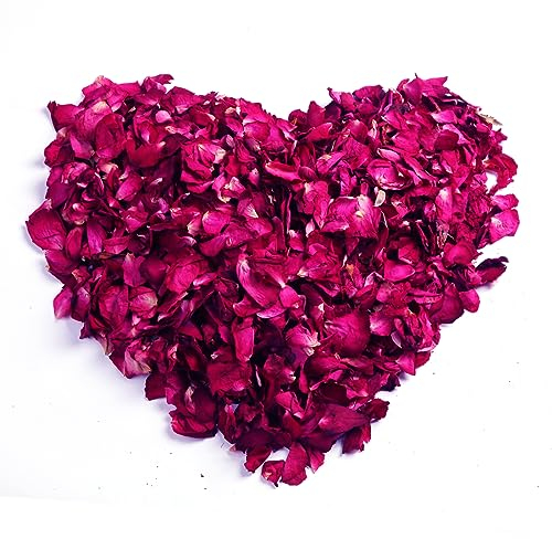 HXJDAM Pétalos de rosa naturales,color rojo, para baños de pies, baño, spa,confeti boda,fragancia para el hogar, DIY Artesanías Accesorios,Confeti Biodegradable (120g)