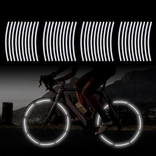 TOMALL Lot de 40 bandes réfléchissantes pour jantes de vélo, voiture, vélo, moto de nuit, décoration de sécurité universelle (blanc)