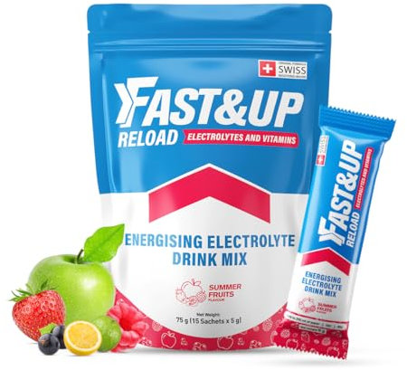 Fast&Up Reload Electrolyte Powder Drink Mix | 15 sachets | 5 Electrolytes & Vitamins for Instant Hydration & Energy |(Summer Fruits)