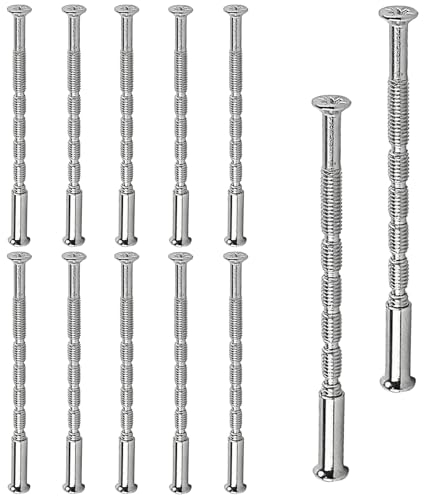 12 tornillos y manguitos de fijación para manija de puerta M3, fijaciones pasantes para manija de puerta, tornillos universales M3, pernos y manguitos de conexión, manijas internas de(plateado)