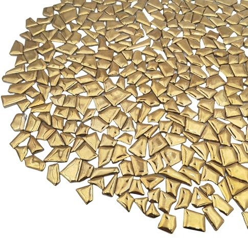 Piastrelle per mosaico irregolari in ceramica, 500 g, 0,5-2 cm, piccole pietre per mosaico fai da te, artigianato, hobby, arte, decorazione da parete della casa (oro)
