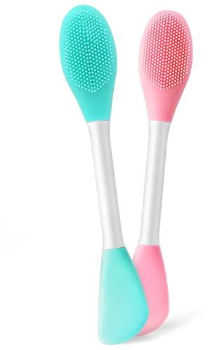 Facial Cleansing Brush,2 in 1 Silicone Face Scrubber for Exfoliating,Massaging,Remove Blackheads,Deep Pore Cleansing,DIY Mask
