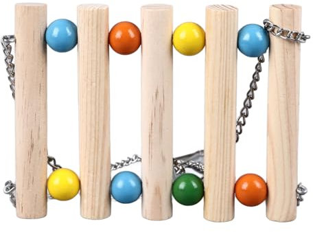 OKJHFD Hamster-Hängebrücke, Schaukelständer, multifunktionale Vogel-Hängeleiter aus Holz, Vogelkäfig-Spielzeug für Hamster, Meerschweinchen, Eichhörnchen, Papageien, Kleintiere