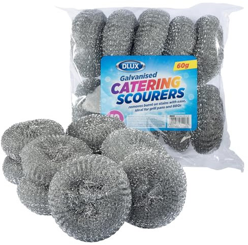 Zale Yardley, Galvanised Scourers – Durable Steel Wool Kitchen Cleaning Tools, Heavy-Duty Washing Up Sponge & Scourers for Dishes | Multi-Purpose Kitchen Sponge for Pots, Pans & Surfaces (10 Pcs)