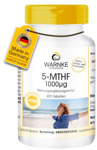 5-MTHF 1000μg - 400 tabletter - Kalcium-L-metylfolat - HÖG DOS - Tysk apotekskvalitet - vegansk | Warnke Vitalstoffe