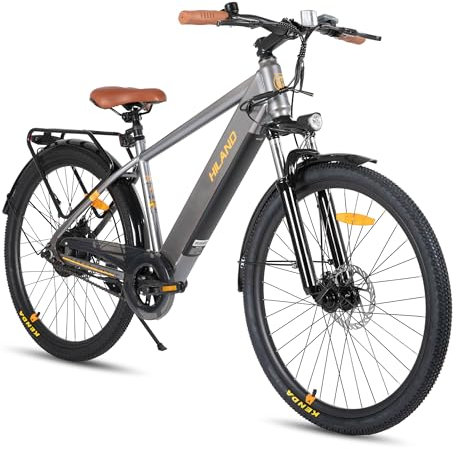Hiland 26 Zoll 250W Elektro-Mountainbike, 36V 7.8Ah Akku, Elektrofahrrad für Männer Frauen mit High Carbon Stahlrahmen, All-Terrain Elektro-MTB für Erwachsene, Grau