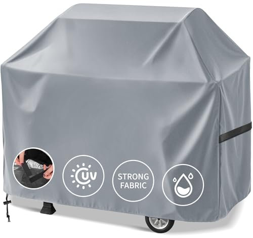 MI CASA Grill Abdeckhaube, Grillabdeckung Wetterfest, 210D Oxford-Stoff Gasgrill Abdeckplane, Wasserdicht UV-Schutz Grillschutzhülle Abdeckhauben für Grills, Grillschutz (147x61x122cm, Grau)