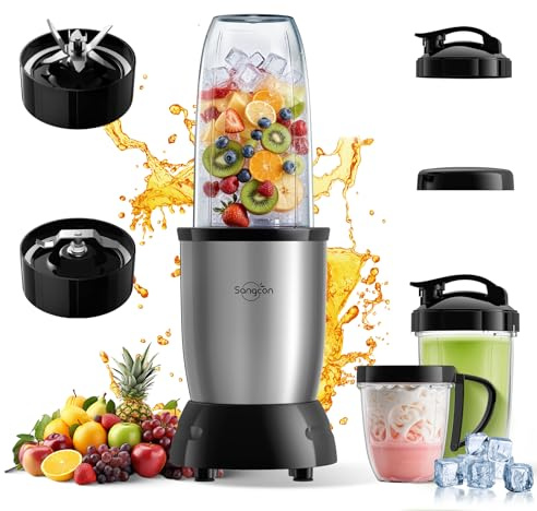 Sangcon 1000w Smoothie Blender for Kitchen, Blender for Smoothies, with 24oz/19oz/10oz Bpa-Free Cups – Upgraded Portable Personal Blenders for Shakes, Frozen fruit, Baby Food, Spice Grinding & More