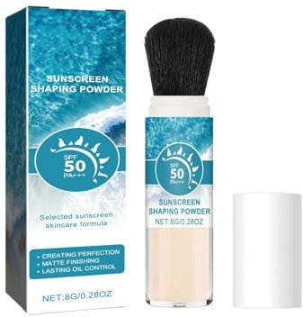 Mineral Sunscreen Brush Setting Powder SPF 50+,Oil Control Setting Powder Sunscreen for Face Natural Matte Translucent Brush On Sunscreens Lightweight Face Powders Concealer Makeup