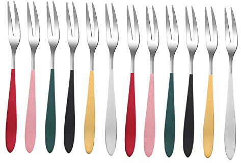 Sosoport 12pièces Lot De Fourchettes à Dessert Acier Résistant Corrosion Mini Fourchettes Apéritif Pour Fruits Gâteaux Et Snacks Ustensiles De Table Élégants Pour Fêtes Et Usage Qu