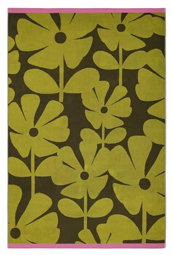 Orla Kiely Bathroom Towel Wildflower Yellow Ochre - Bath Sheet, 100x150cm
