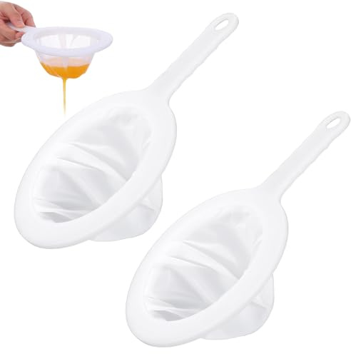 cobee 2 Pcs Fine Nylon Mesh Strainer, Plastic Mesh Strainer With Handle, Kitchen Colander Colander for Filtering Yogurt Juice Milk Honey Coffee Easy To Clean(200)