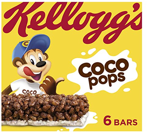 Kellogg's Coco Pops Cereal and Milk Bars Box, 6 x 20g