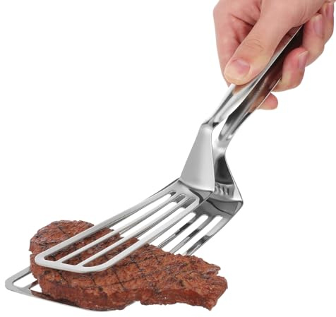 Stainless Steel Spatula Tongs for Cooking Fish Gripper Handy Pizza Clip Slotted Double Spatula Grill Tongs Metal s for Kitchen Use Fish