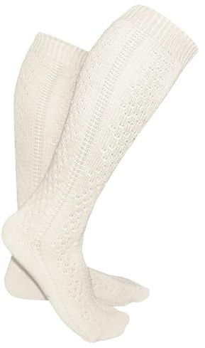 Weri Spezials Chaussettes de costume traditionnel Oktoberfest en coton pour enfants et femmes, ivoire, 39-42