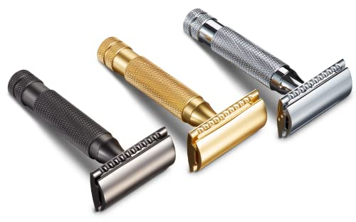 Dick Johnson Rasierhobel Schwarz – Rasierer für Männer für präzise Nassrasur & Bartpflege – Geschlossener Kamm für hautnahe Rasur ohne Plastik – Langlebiger Hobel für Gesicht & Körper