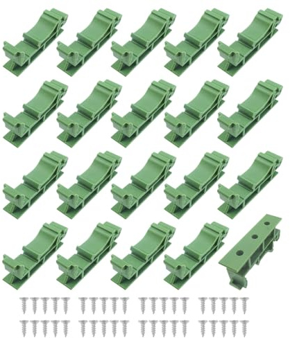 BuxiuGK 10 sets(20Pcs）DIN C45 Rail Adapter 35mm PCB DIN C45 Circuit Board Bracket Insulating Plastic with 40 Mounting Screws,Green