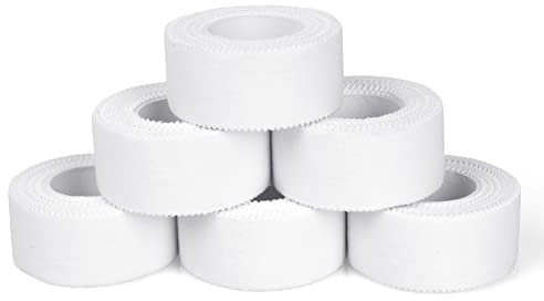 ACWOO Tape Sportivo Anelastico, 6 Rotoli Ipoallergenico Bendaggio Funzionale Sportivo e Professionale, Nastro Adesivo, 100% Cotone Impermeabile Sport Tape per Mani Piedi Ginocchia Braccia 2,3cm x 5m