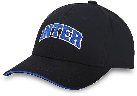 Inter Cappellino da Baseball, Collezione Back to Stadium, 100% Cotone, Unisex Adulto, Nero/Blu, Taglia Unica