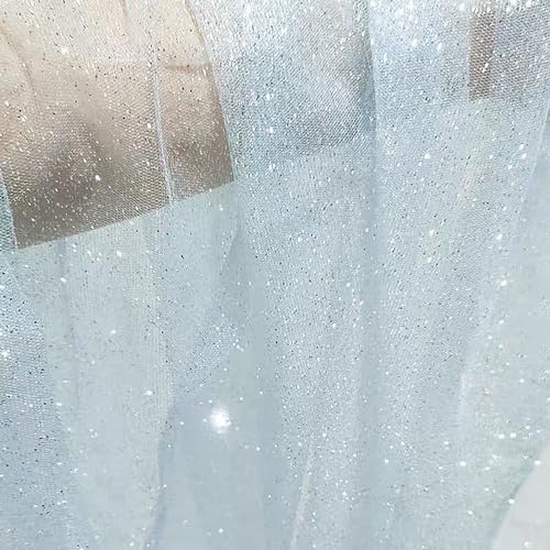 50 cm x 150 cm mjukt glitter tylltyg för sömnad, bling-tyll masker tyger dekorativt tyg för gör-det-själv pyssel kläder tyllkjol bröllopsklänning slöja gardiner dukar bröllop fest dekoration, ljusblå