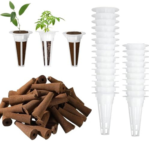 Homefantasy 50 Pièces Kit de Culture Hydroponique, 25 Pièces Paniers Plantation,25 Pièces Éponges de Culture,Hydroponie,Éponges de Croissance,pour Systèmes de Culture Hydroponiques D'intérieur,Jardin