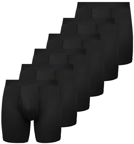 Expertoftio Boxer Homme Sport - sous-vêtements Fonctionnels, Lot de 6 Longs Shorts de Caleçon Homme Respirants avec Ouverture, Grand