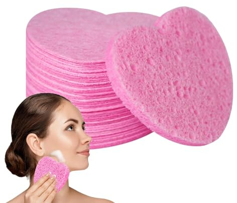 Diisposable Gesichtsschwämme – Komprimierte Gesichtsschwämme | Herz-Gesichtsschwamm Peeling | Herzförmige Schwämme für Gesichtsschwämme Pads | Holzzellstoff Baumwolle Gesichtsschwamm |