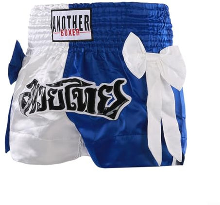 URPIZY Unisex MMA-Box-Shorts, Muay-Thai-Trainingshose, Fitness-Workout-Ausrüstung für Erwachsene, Herren, Damen, M-XXL (XXXL, Weiß-Blau)