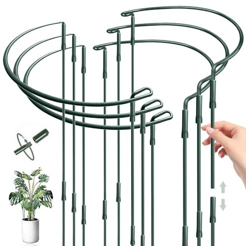 6 Stück Pflanzenstützen Halbrund Pflanzenstütze Ringkäfige, Pflanzenhalter Metall 25 x 60 cm, Pfingstrosen Halter, Pflanzenringe Rund, Staudenhalter, für Pfingstrosen, Rosen, Topfpflanzen