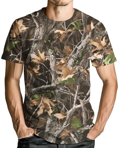 GHUALURU Men's Camo T Shirt Hunting Shirts Short Sleeve Fishing Camouflage Shirt,Multicolor Camo4,XL