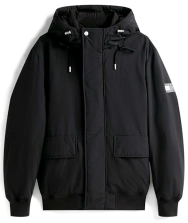Tommy Jeans Uomo Bomber City Ready con Cappuccio, Nero (Black), M