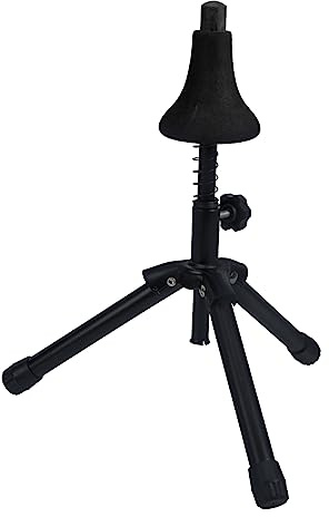 BESTonZON Portable Trumpet Stand, Folding Flugelhorn Holder Tripod Cornet Support Rack, Collapsible Brass Instrument Display with Protective Cone