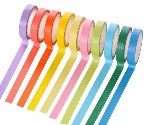 Songdao 10 Rouleaux Washi Tape Set, Ruban Adhésif Décoratif Arc-en-Ciel, Scotch Décoratif pour Enfants et Adultes, Scrapbooking, Bricolage et Bullet Journals