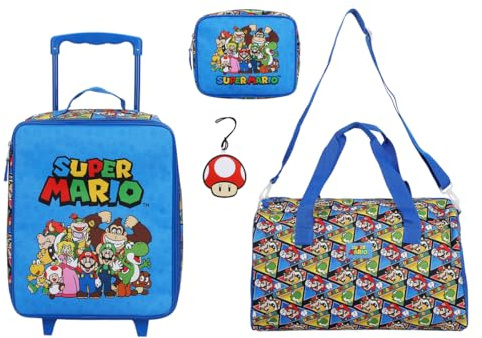 Bioworld Super Mario Bros Group Shot & All-Over Character Print 14 Pilot Case Set