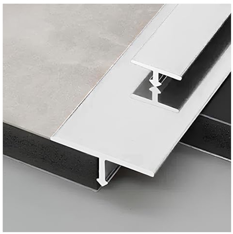 Tira de transición de aluminio en T para suelos laminados y de vinilo, tira divisora plana duradera, accesorio de moldeo en T negro de 270 cm para juntas de suelo liso
